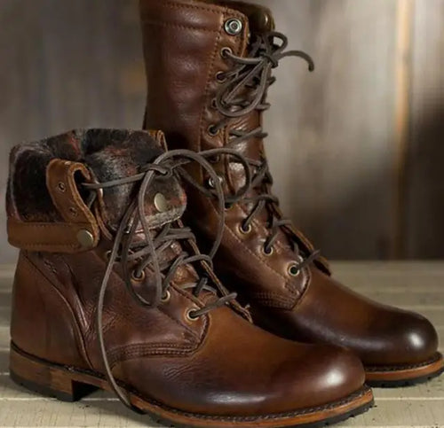 Ghislaine - Women's Leather Lace Up Ankle Boots