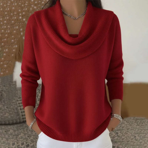 Rowena - Women's Knit Cowl Neck Turtleneck Sweater