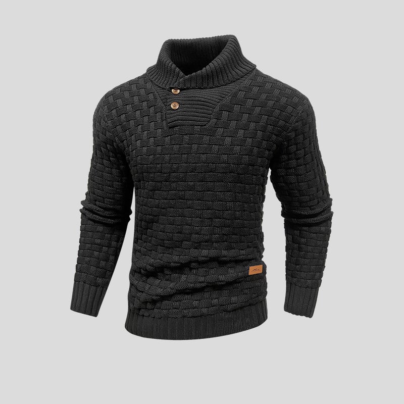 Alden - Men's Shawl Collar Button Up Knit Sweater