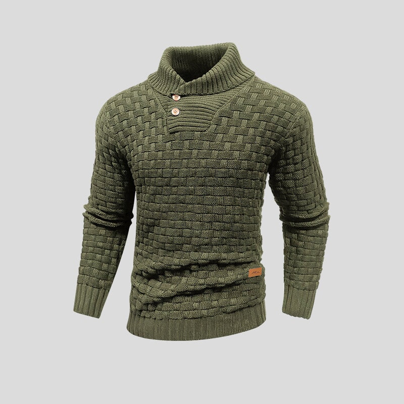 Alden - Men's Shawl Collar Button Up Knit Sweater