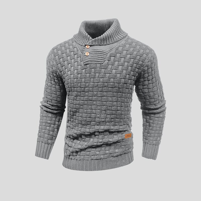 Alden - Men's Shawl Collar Button Up Knit Sweater