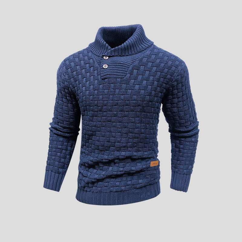 Alden - Men's Shawl Collar Button Up Knit Sweater