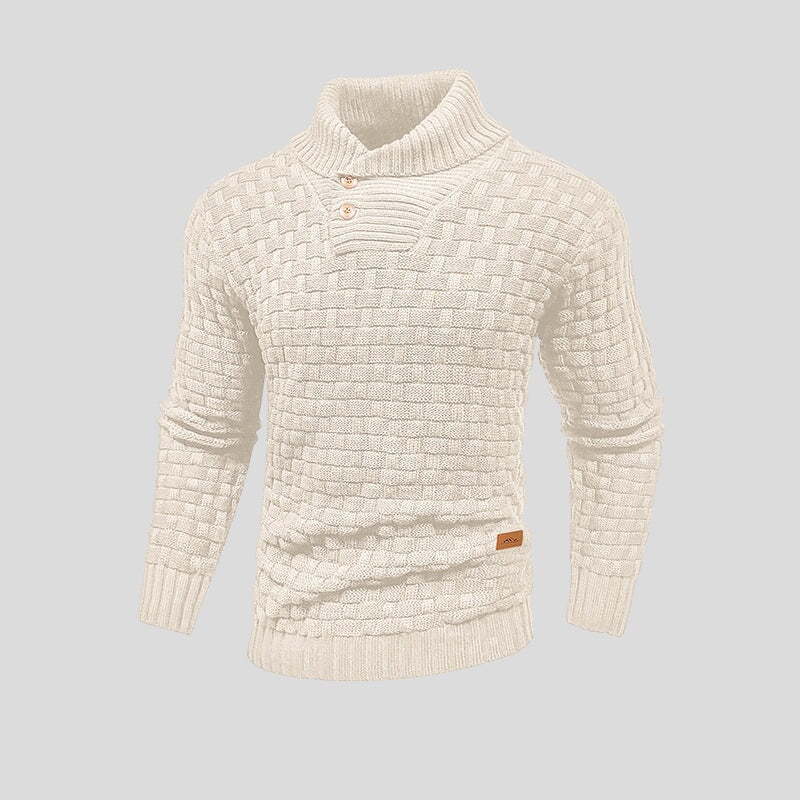 Alden - Men's Shawl Collar Button Up Knit Sweater