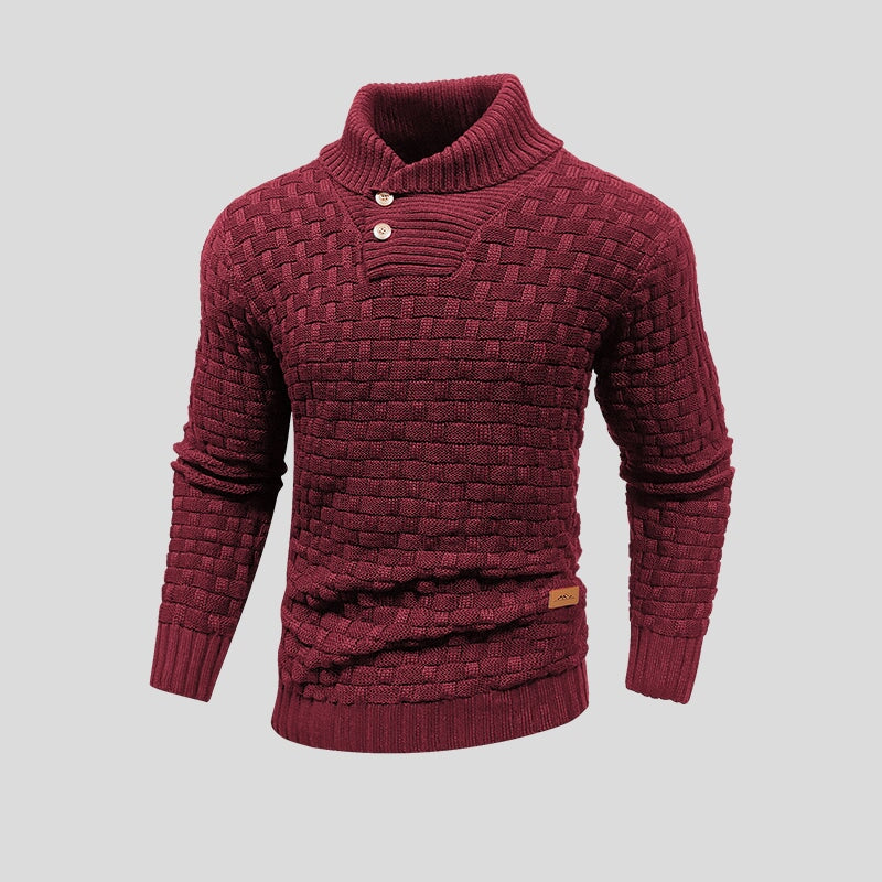 Alden - Men's Shawl Collar Button Up Knit Sweater