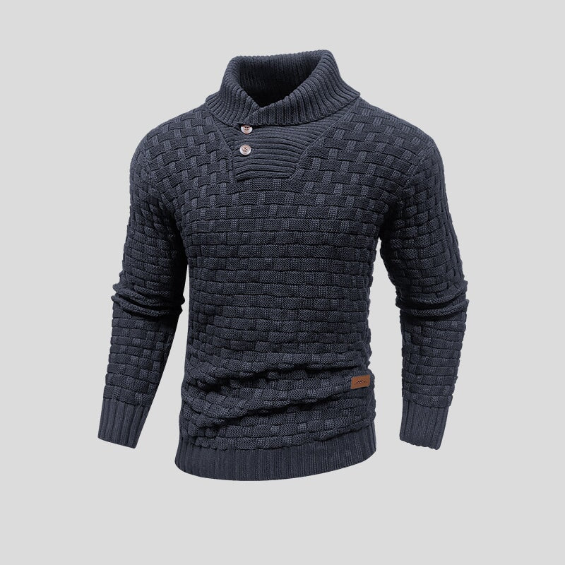 Alden - Men's Shawl Collar Button Up Knit Sweater