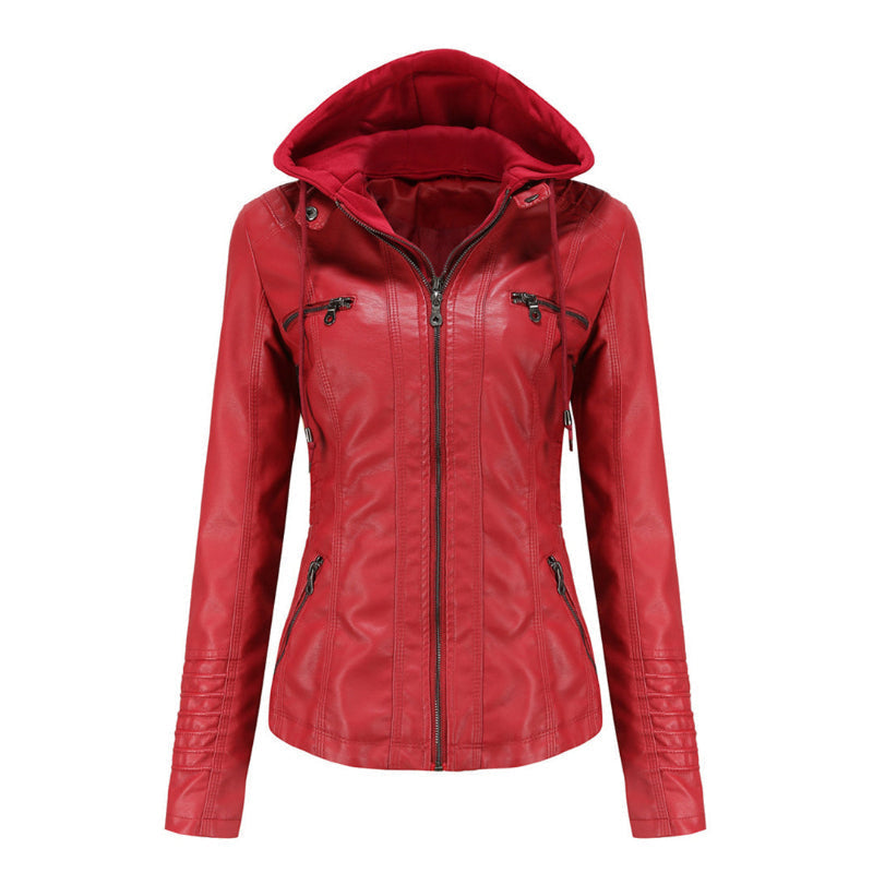 Amandine - Women's Lightweight Cropped Faux Leather Jacket