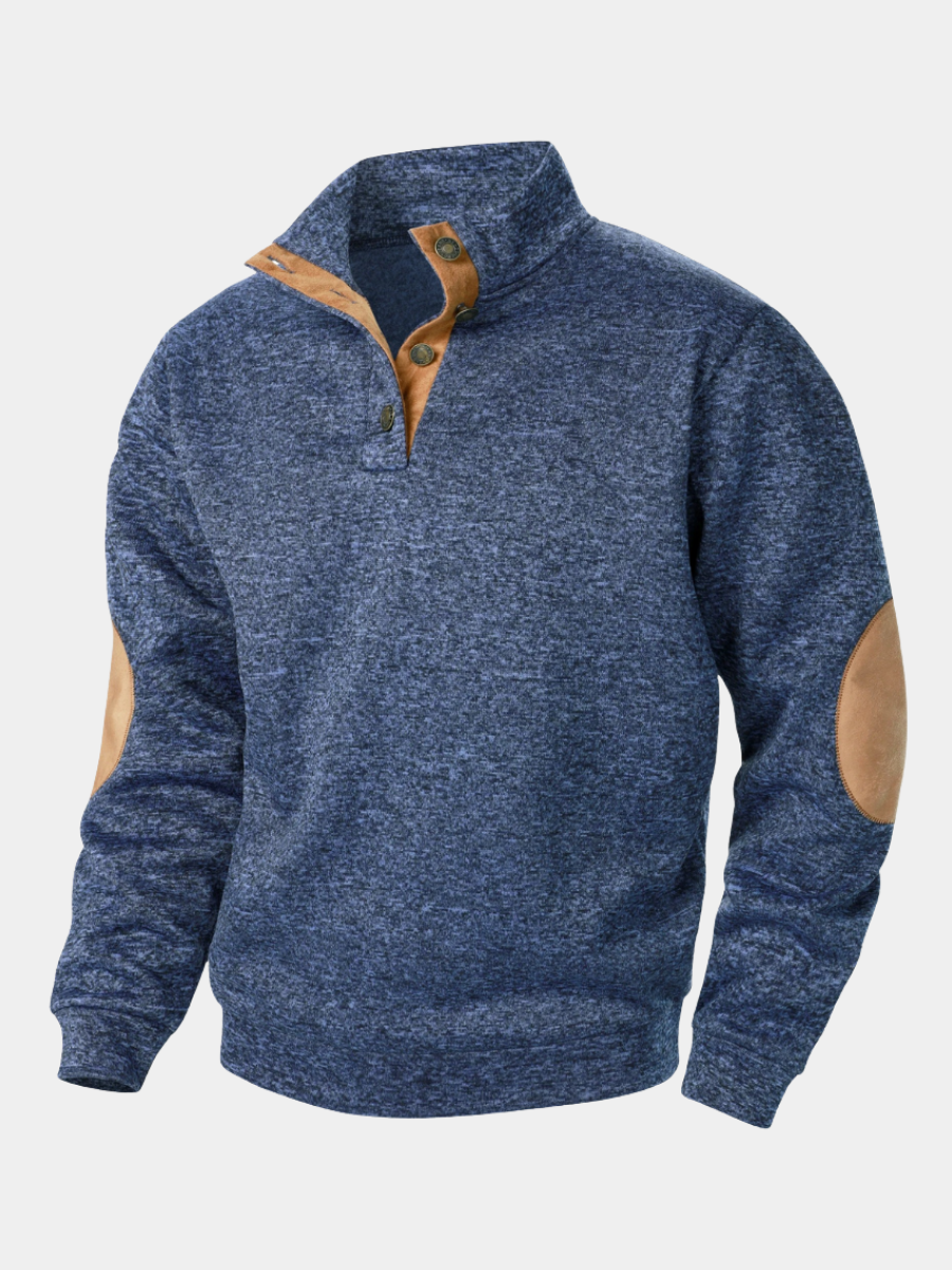 Ambrose - Men's Quarter Zip Elbow Patch Knit Sweater
