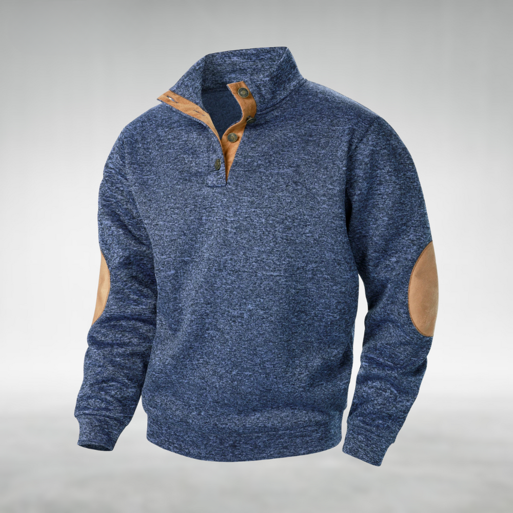 Ambrose - Men's Quarter Zip Elbow Patch Knit Sweater