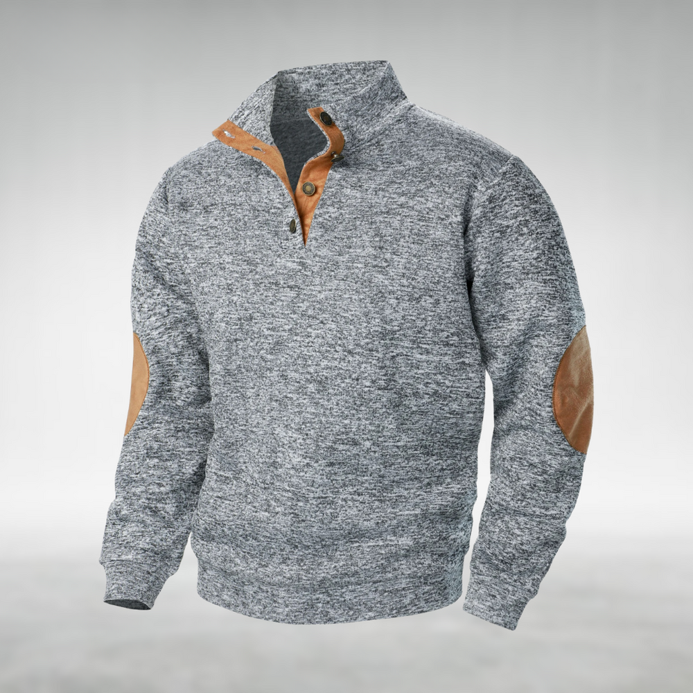 Ambrose - Men's Quarter Zip Elbow Patch Knit Sweater