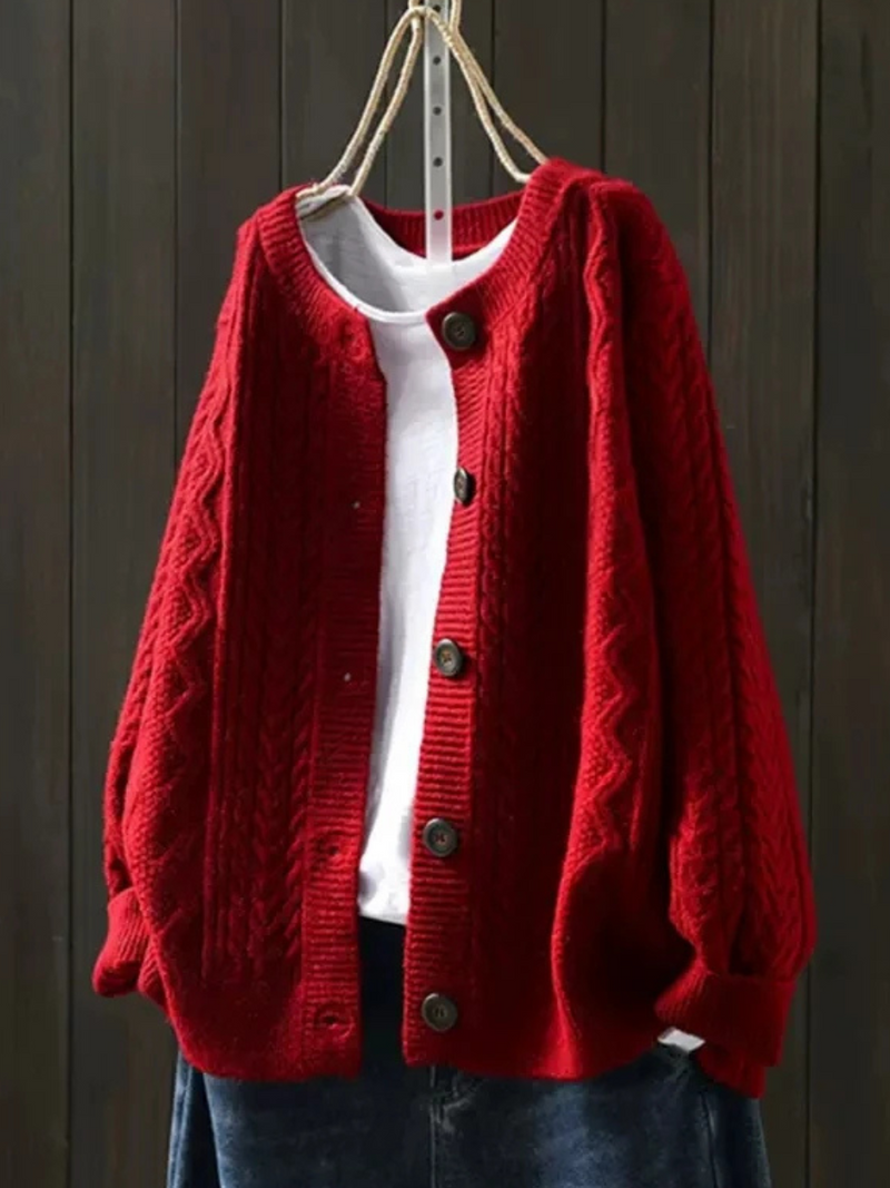 Arabella - Women's Cable Knit Button Up Cardigan