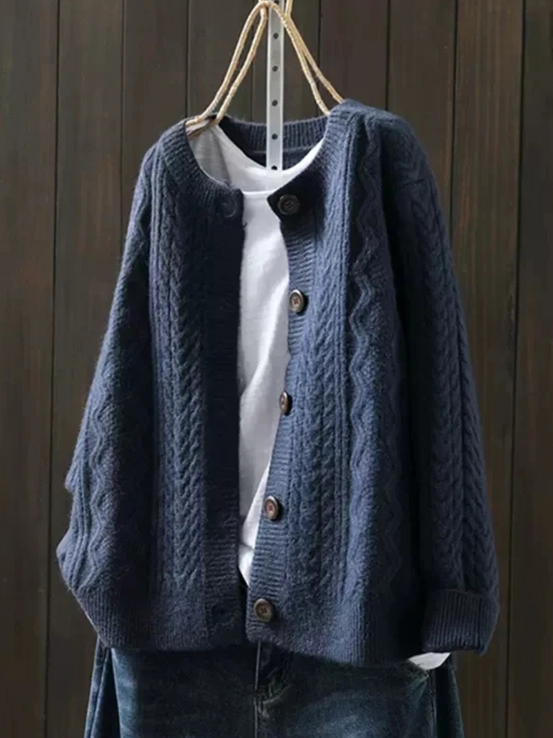 Arabella - Women's Cable Knit Button Up Cardigan