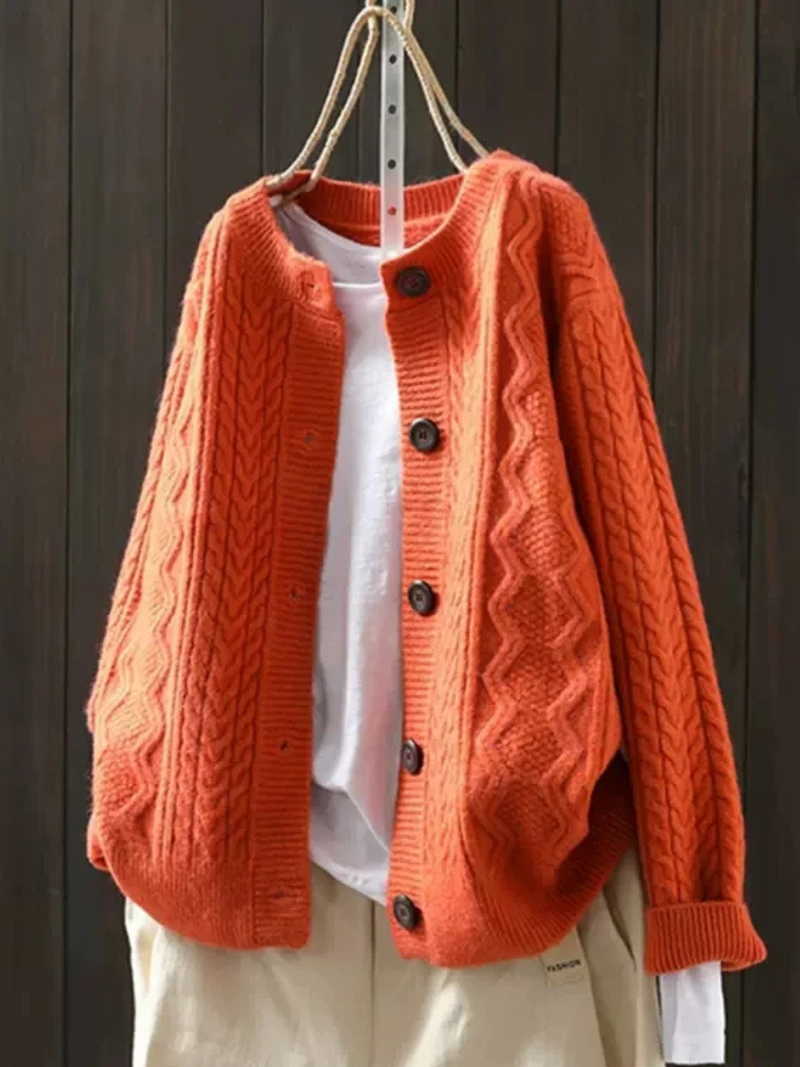 Arabella - Women's Cable Knit Button Up Cardigan