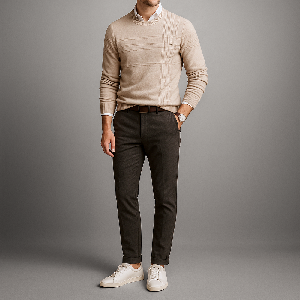 Archer - Men's Ribbed Crew Neck Knit Sweater