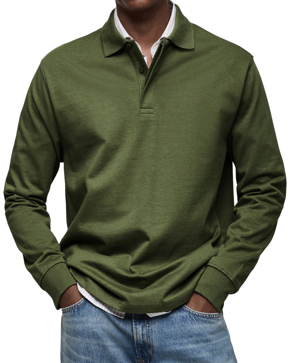 August - Men's Long Sleeve Polo Shirt