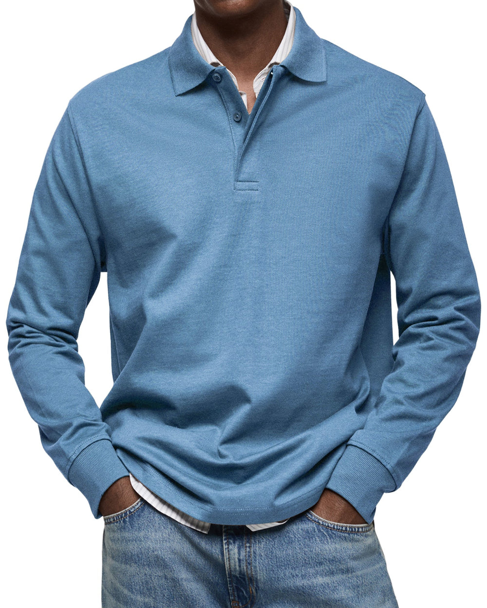 August - Men's Long Sleeve Polo Shirt