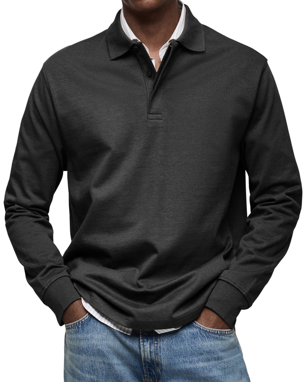 August - Men's Long Sleeve Polo Shirt