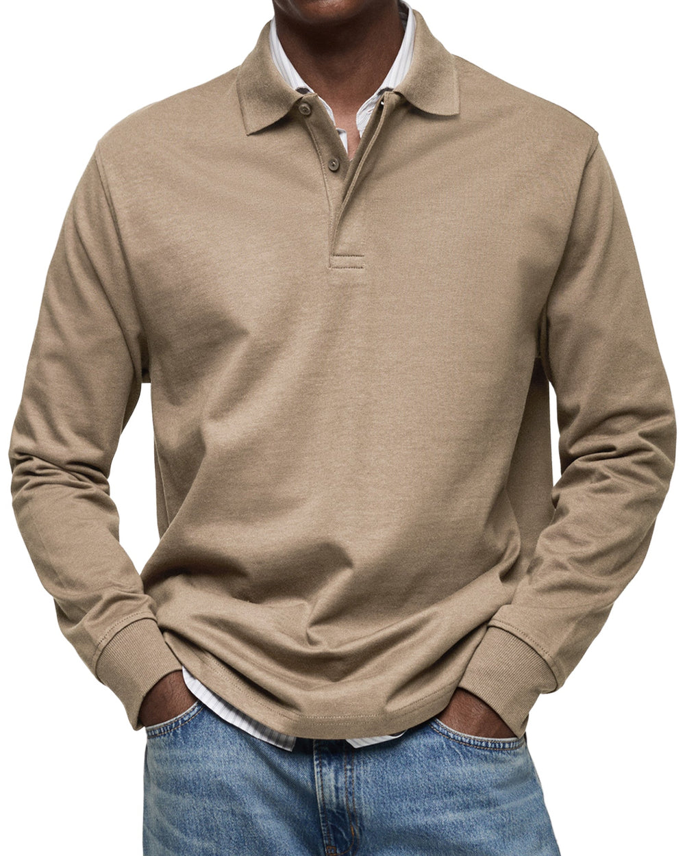 August - Men's Long Sleeve Polo Shirt