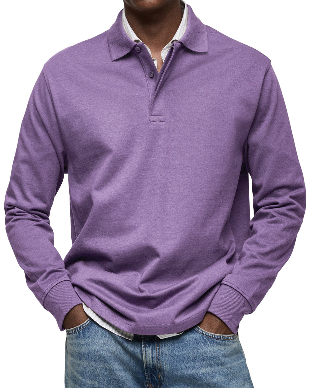 August - Men's Long Sleeve Polo Shirt
