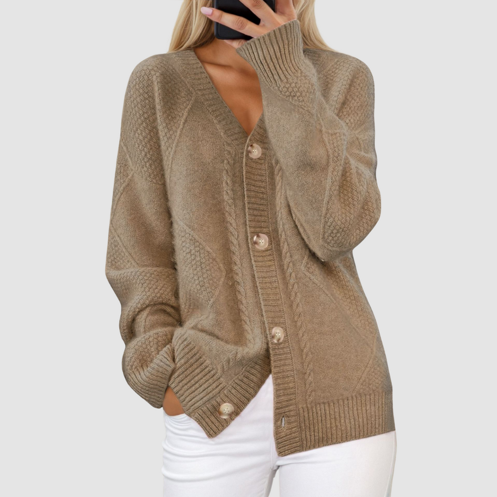 Aveline - Women's Knit V Neck Cardigan