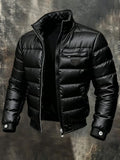 Bram - Men's Faux Leather Puffer Jacket