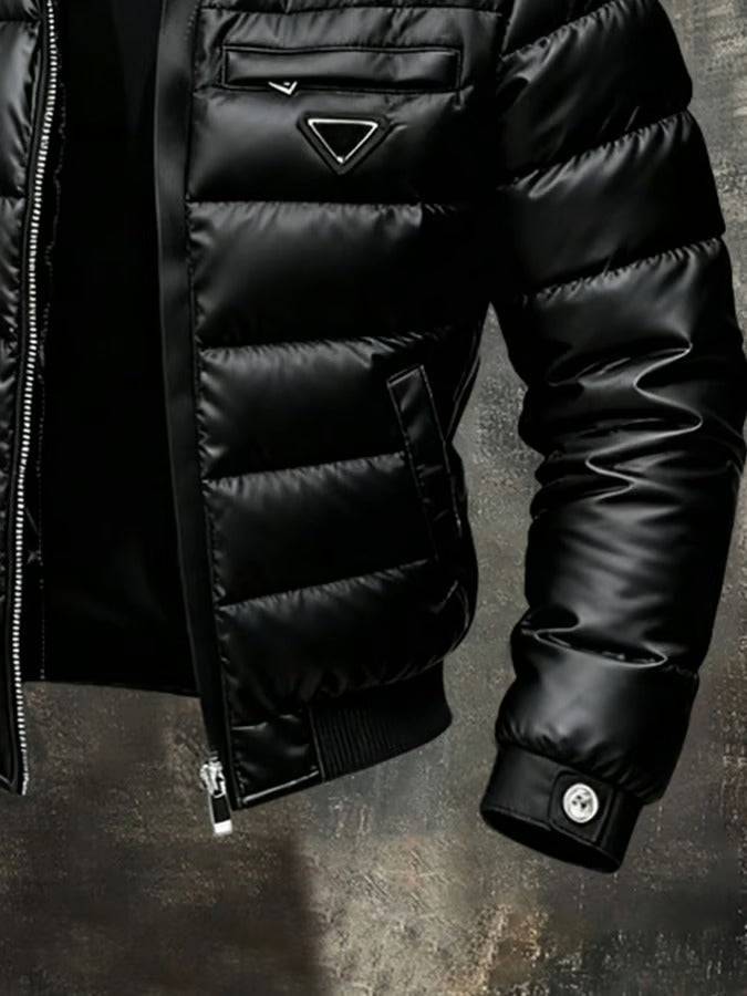 Bram - Men's Faux Leather Puffer Jacket