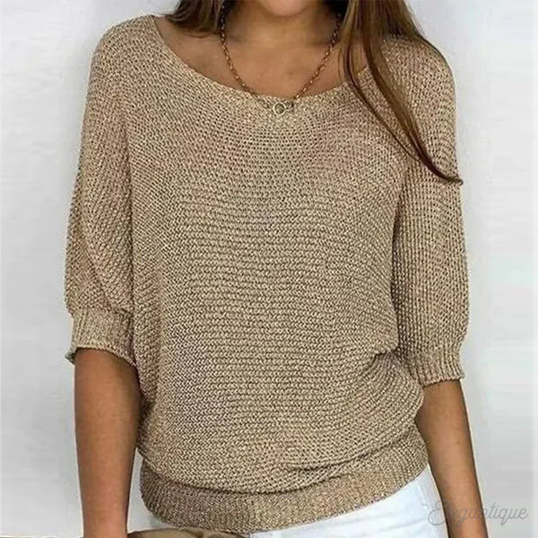 Celeste - Women's Batwing V Neck Knit Sweater