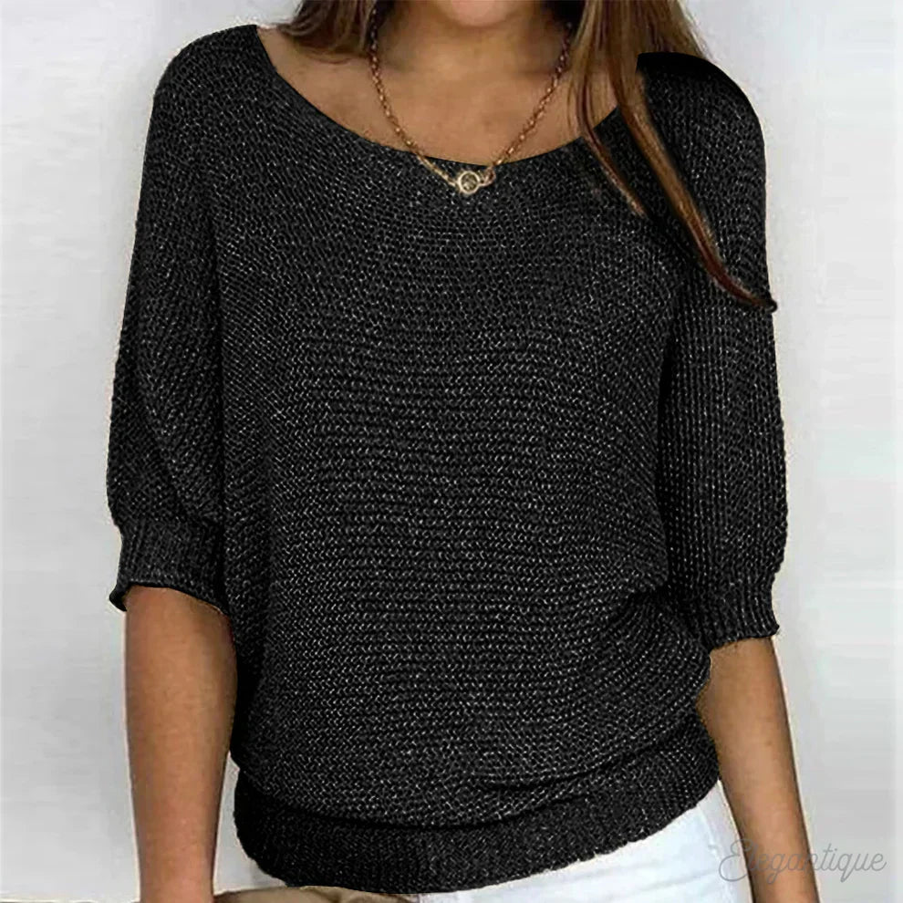 Celeste - Women's Batwing V Neck Knit Sweater