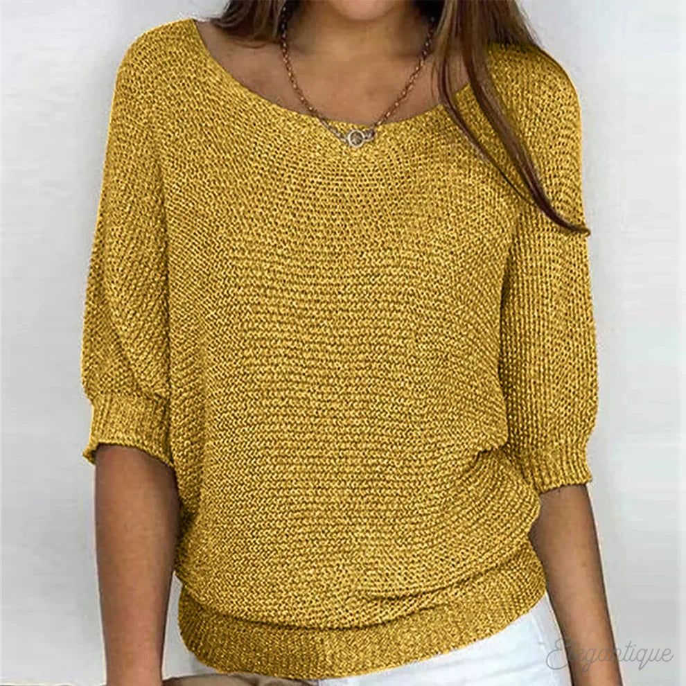 Celeste - Women's Batwing V Neck Knit Sweater