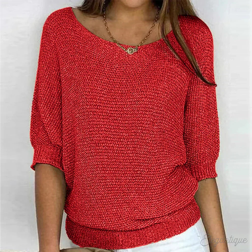 Celeste - Women's Batwing V Neck Knit Sweater