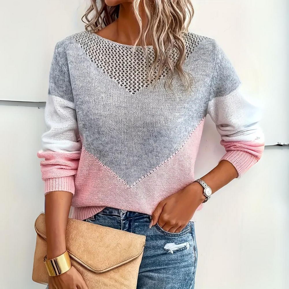 Cleo - Women's Oversized Crew Neck Knit Sweater