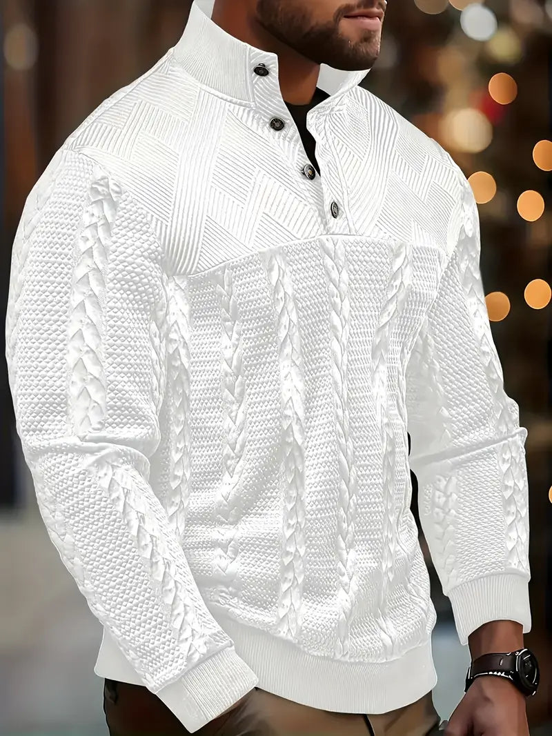 Colton - Men's Striped Henley Knit Sweater