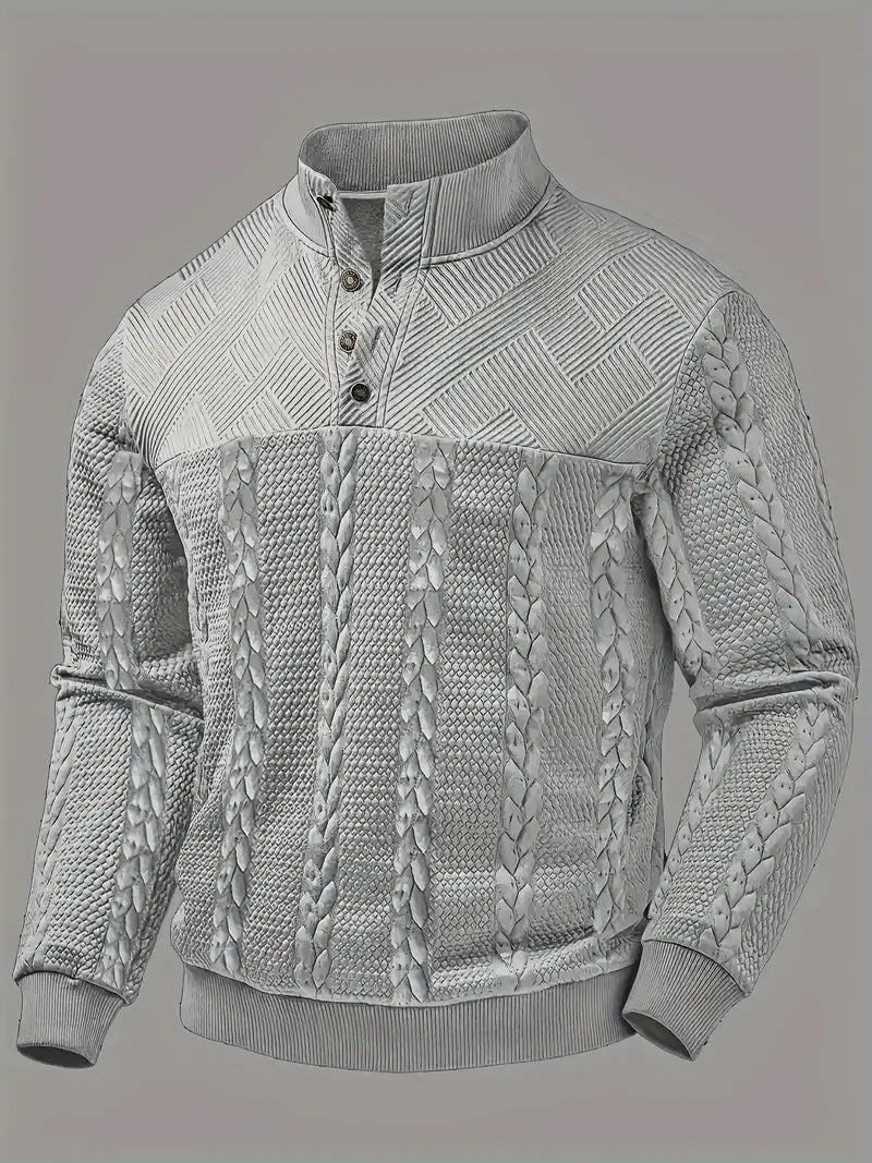 Colton - Men's Striped Henley Knit Sweater