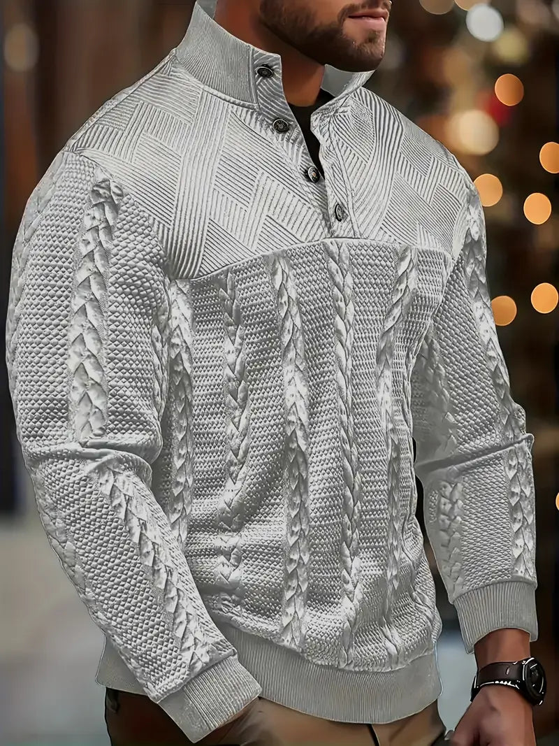 Colton - Men's Striped Henley Knit Sweater