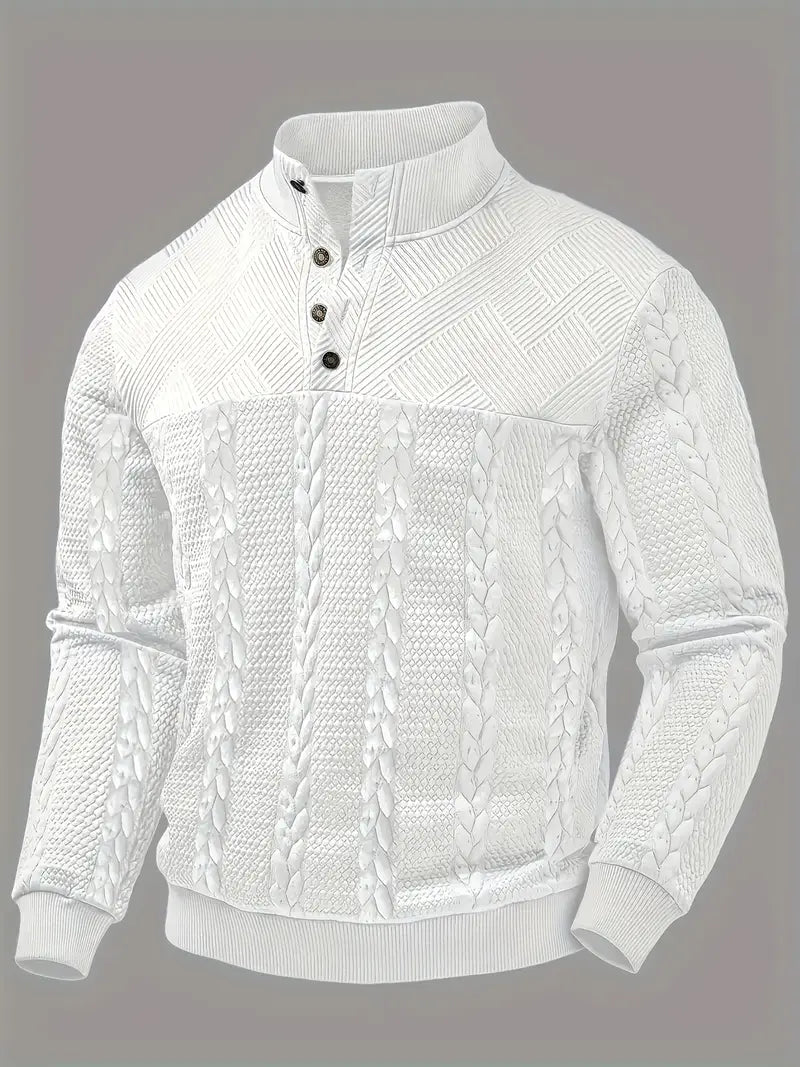 Colton - Men's Striped Henley Knit Sweater