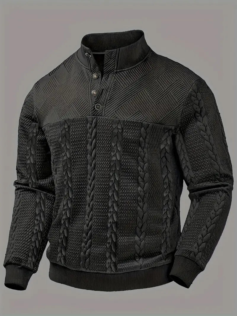 Colton - Men's Striped Henley Knit Sweater