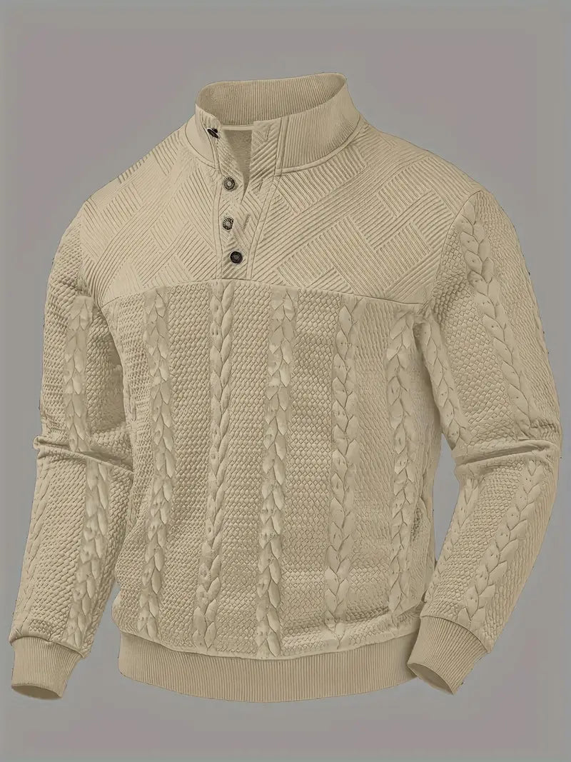 Colton - Men's Striped Henley Knit Sweater
