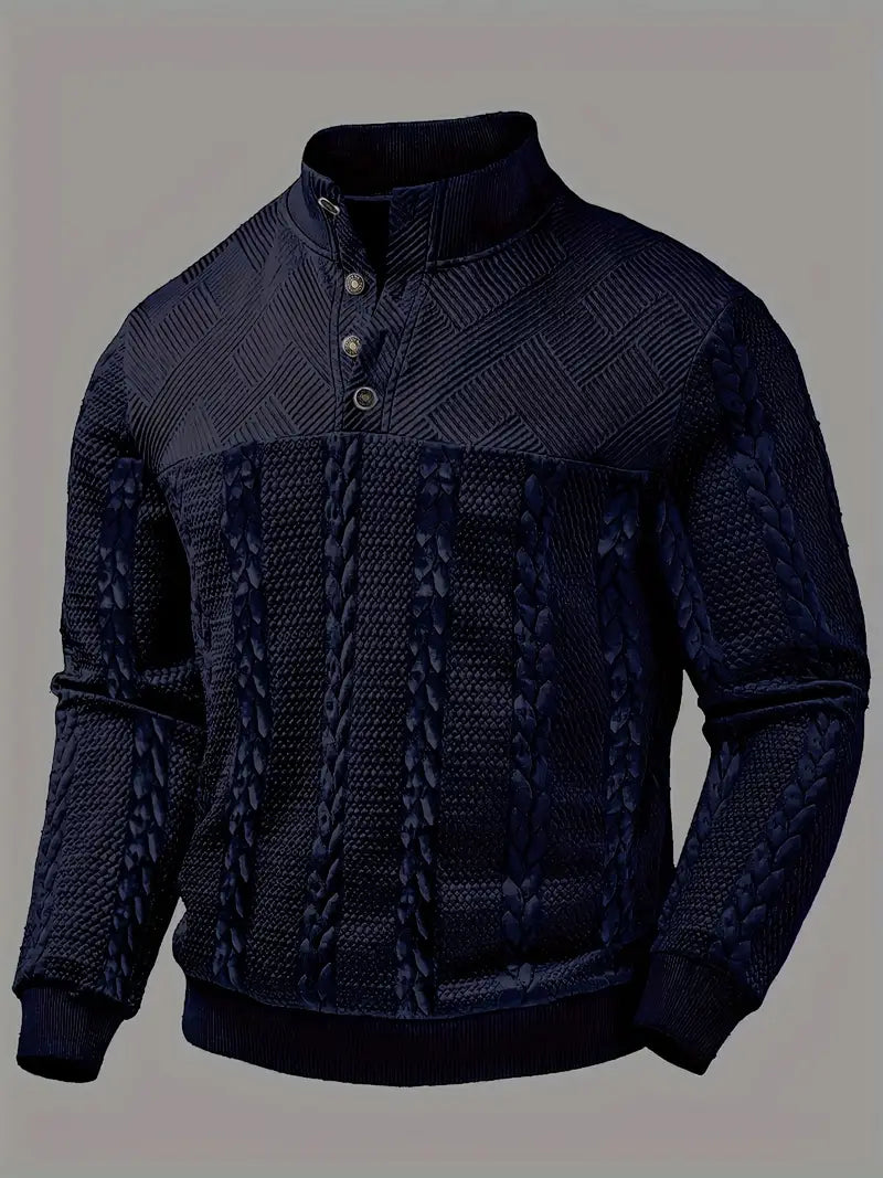 Colton - Men's Striped Henley Knit Sweater