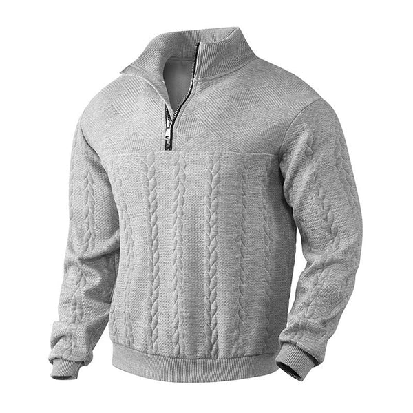 Cormac - Men's Cable Knit Quarter Zip Sweater
