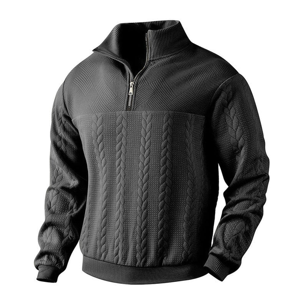 Cormac - Men's Cable Knit Quarter Zip Sweater