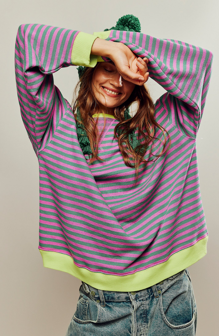 Cressida - Women's Striped Crew Neck Knit Sweater