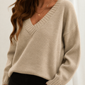 Dahlia - Women's Oversized V Neck Knit Sweater