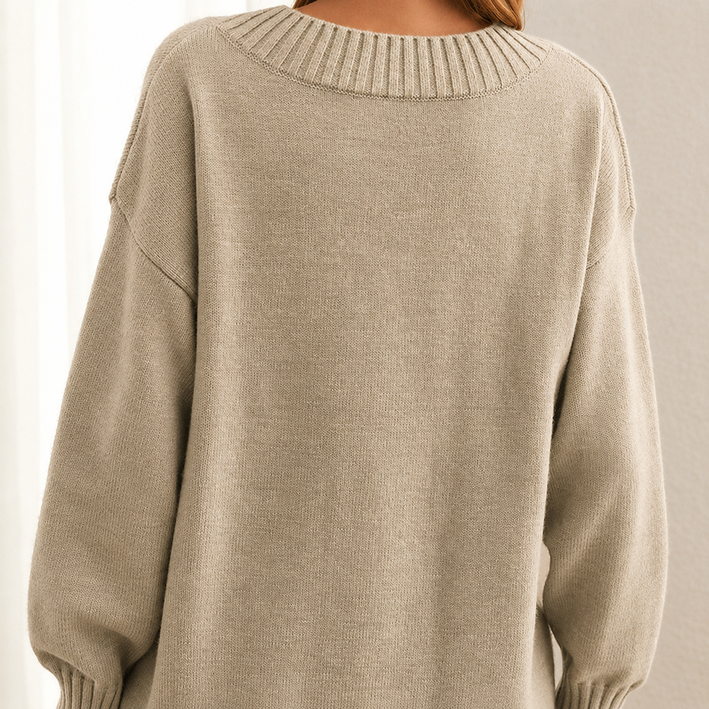 Dahlia - Women's Oversized V Neck Knit Sweater