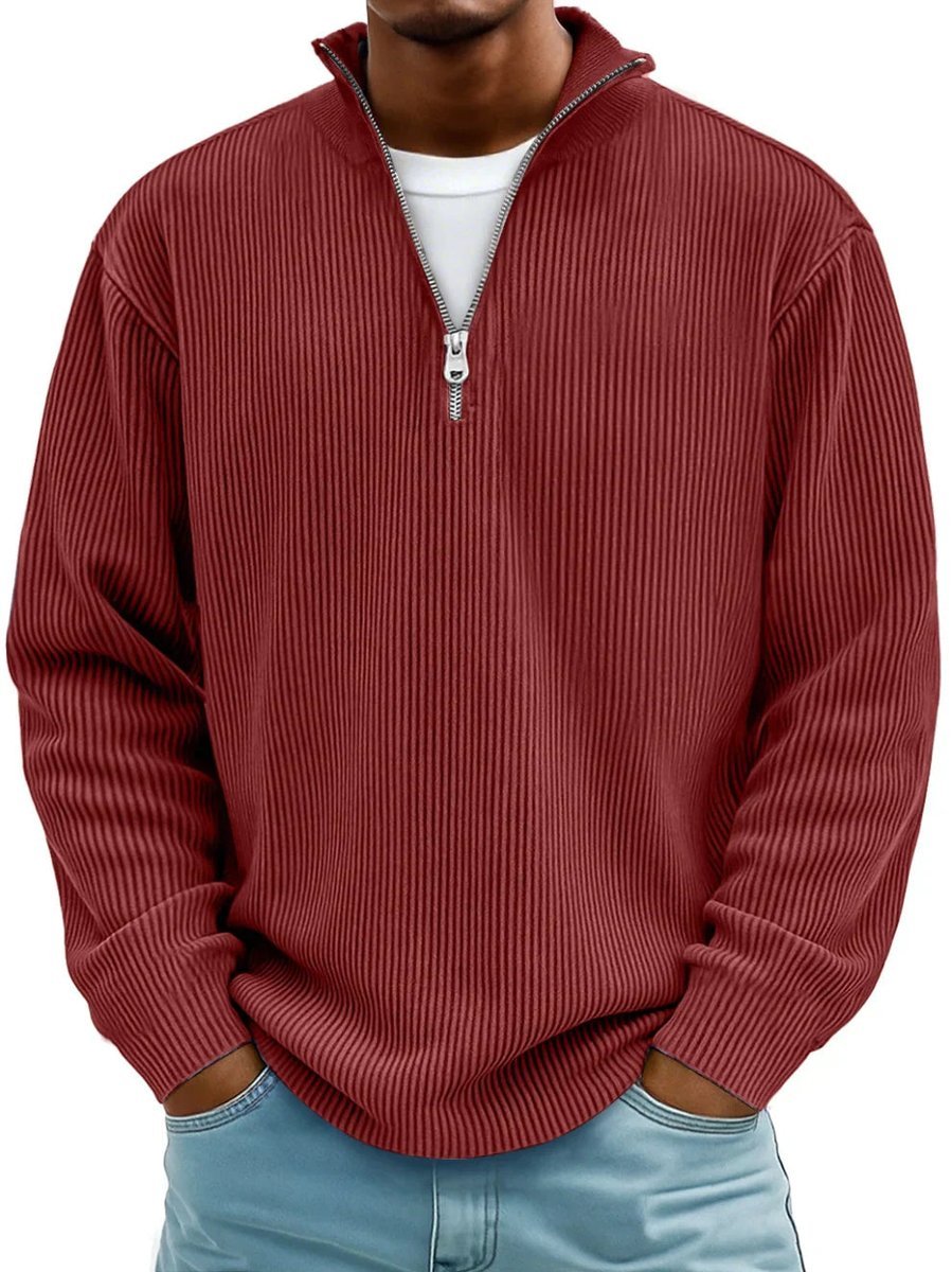 Damien - Men's Ribbed Quarter Zip Sweater