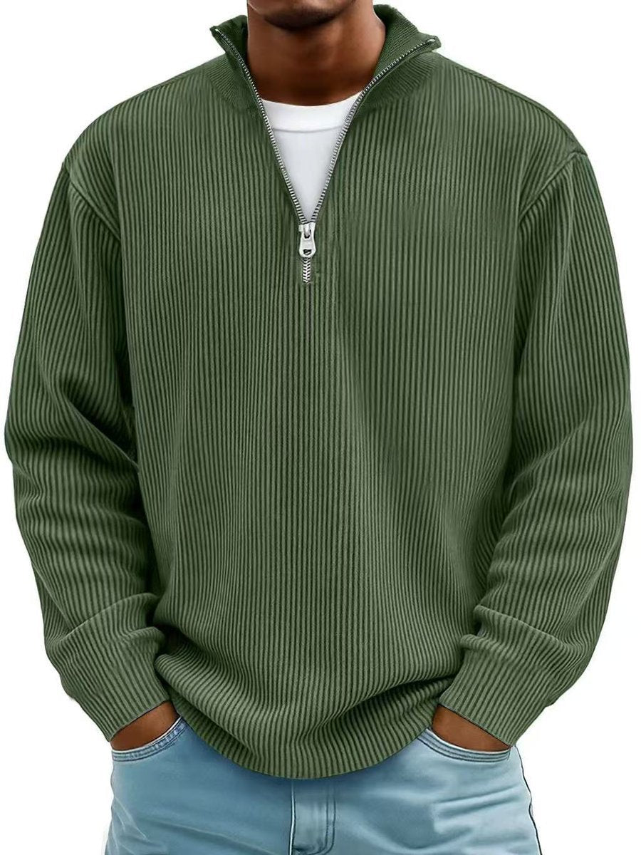 Damien - Men's Ribbed Quarter Zip Sweater
