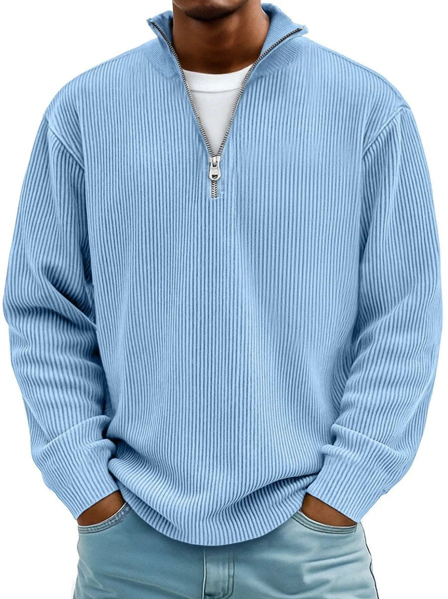 Damien - Men's Ribbed Quarter Zip Sweater
