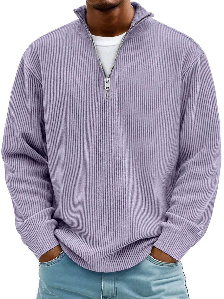 Damien - Men's Ribbed Quarter Zip Sweater