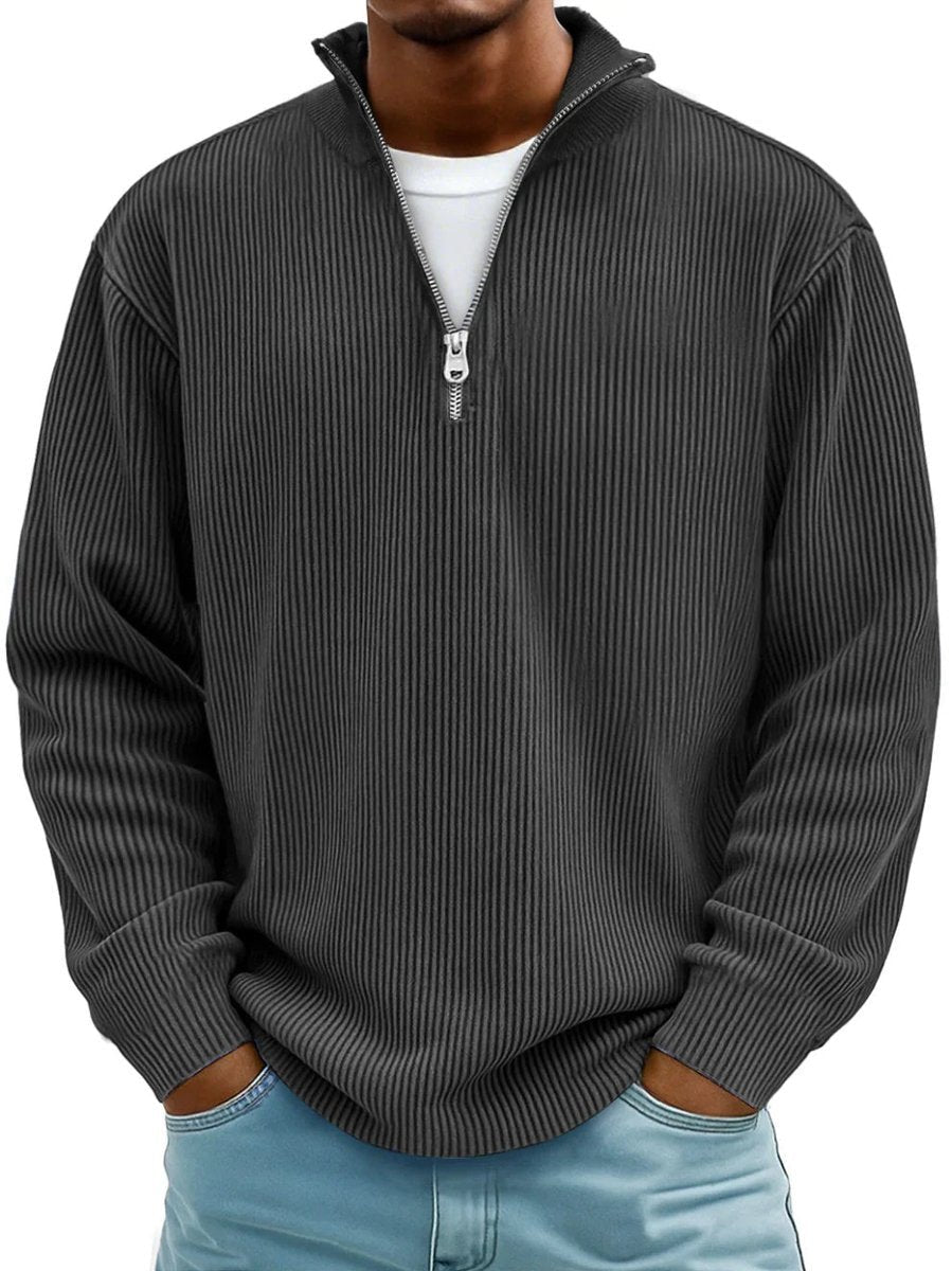 Damien - Men's Ribbed Quarter Zip Sweater