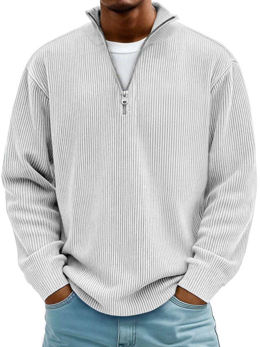 Damien - Men's Ribbed Quarter Zip Sweater
