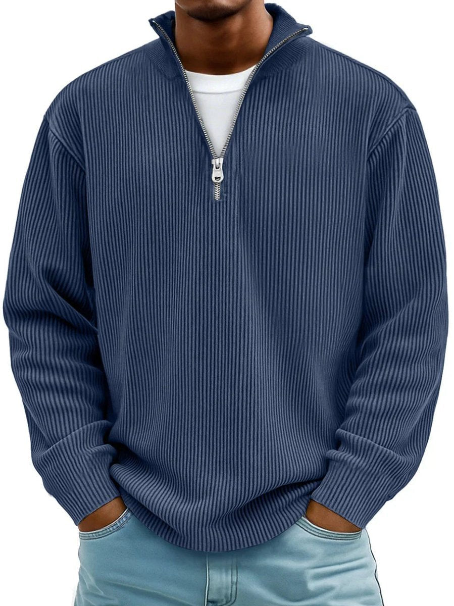 Damien - Men's Ribbed Quarter Zip Sweater