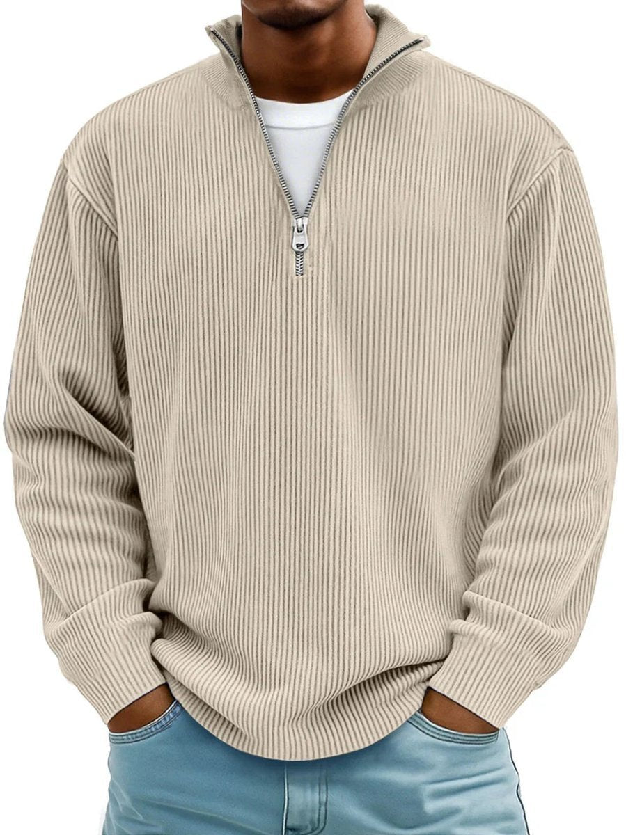 Damien - Men's Ribbed Quarter Zip Sweater